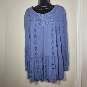 Altar’d State Blue Eyelet Detail Babydoll Dress sz S